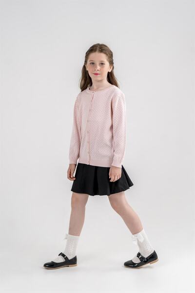 Minora Κοριτσίστικο Λεπτό Πλεκτό Ζακέτα Πούδρα