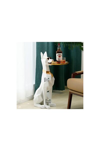 saksı deposu Tepsi Tutan Servis Köpek Heykeli, Dekoratif Modern Heykeller