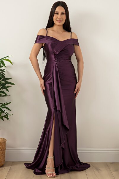 PULLIMM Askılı Pileli Saten Elbise 39423