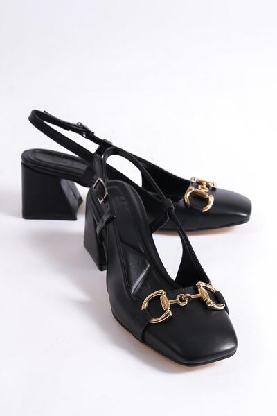 Modabuymus Genoa Black - Blunt Toe and Buckle Thick Heel Shoes