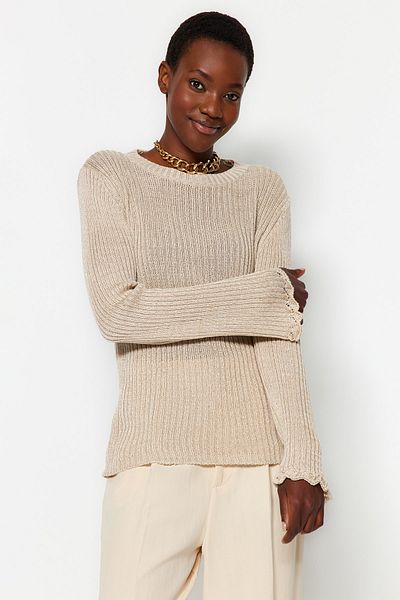 Trendyol Collection Сріблястий трикотажний светр з капюшоном Tas TWOAW24KZ01166