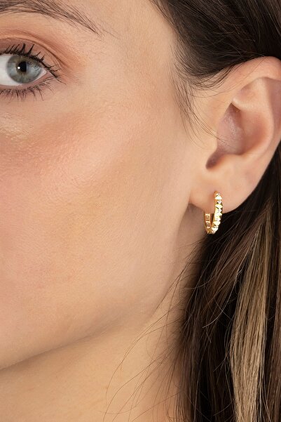 Else Silver 925 Ayar Gümüş Özel Tasarım Taşlı Halka Küpe