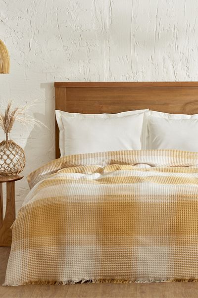 Karaca Home Flow Plaid Double Waffle Pike 200x230 cm Mustard