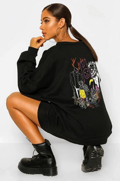 BENROMA Unisex με στάμπα με λαιμόκοψη μαύρο swaet
