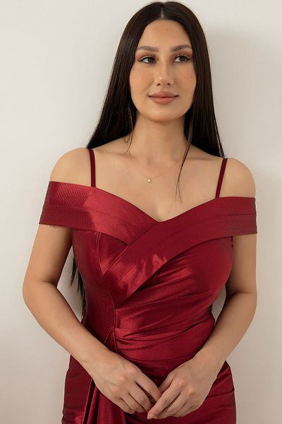 PULLIMM Rochie din satin plisată cu bretele 39423