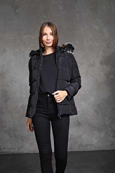 HASMOD Women's Black Hooded Puffer Coat