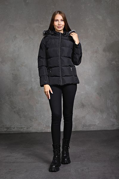 HASMOD Women's Black Hooded Puffer Coat
