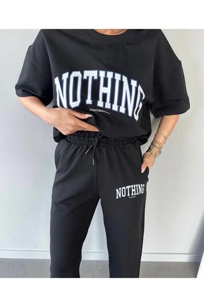 FAVORİST طقم رياضي قطني بأكمام قصيرة ومطبوع