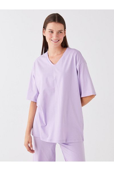 LC Waikiki Capri-Pyjama-Set für Damen mit V-Ausschnitt und kurzen Ärmeln