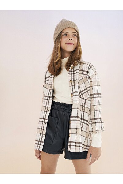 LC Waikiki Dívčí šortky koženého vzhledu s elastickým pasem