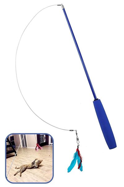 Buffer ® Telescopic Furry and Bell Height Adjustable Elastic Fun Plush Cat Play Fishing Rod