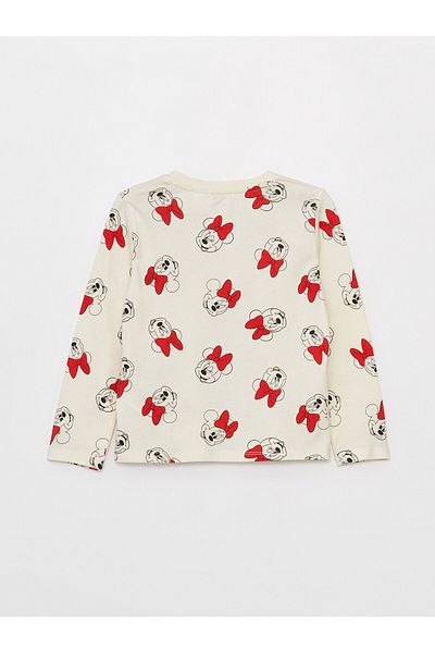 LC Waikiki Dievčenské tričko s dlhým rukávom Minnie Mouse s potlačou Crew Neck