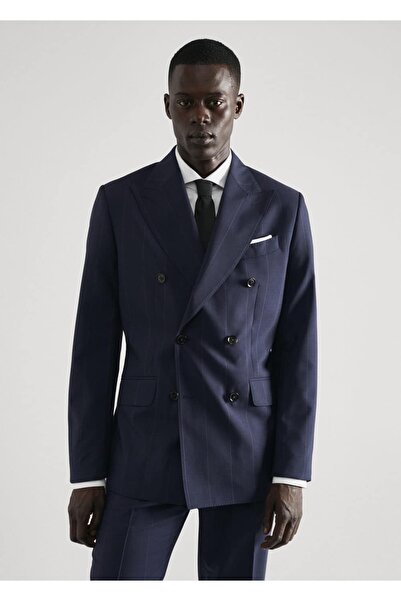 MANGO Man Μπουφάν Blazer από καθαρό μάλλινο ύφασμα με διπλό στήθος