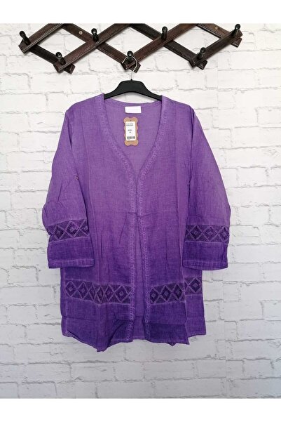 anne moda ankara 100% πλυμένο βαμβάκι χωρίς σχέδια μονόχρωμη άνοιξη καλοκαιρινή ζακέτα με μανίκια τρία τέταρτα