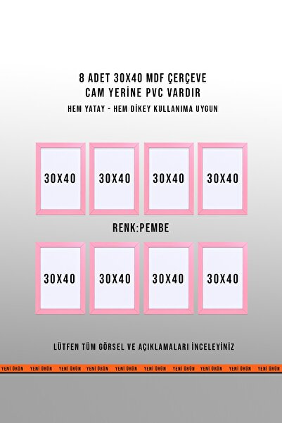 yhfoto 8 KOMADA 30X40 ROZE OKVIR - A4 OKVIR - MDF OBOJENI OKVIRI
