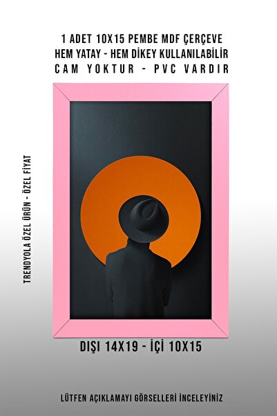 yhfoto 10x15 PEMBE ÇERÇEVE - KLASİK EBAT MDF ÇERÇEVE