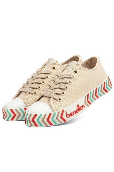 Benetton ® | BN-90624- Bej - Kadın Spor Ayakkabı