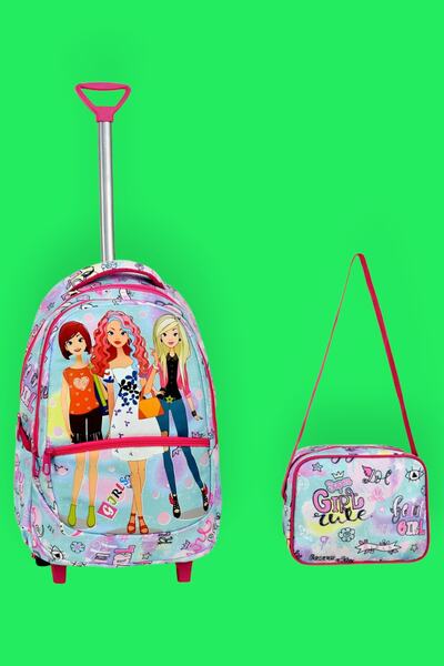 Uniquerrs Σετ 2 τεμαχίων σχολικής τσάντας για κορίτσια με σχέδια και ράμματα