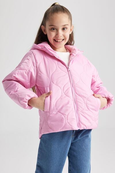 DeFacto Girl's Quilted Hooded Puffer Coat