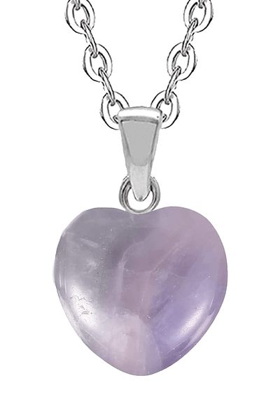 Tesbih Atölyesi Certified Heart Model Real Fluorite Stone Necklace