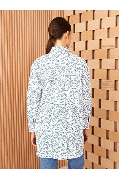 LC Waikiki Μακρυμάνικο γυναικείο χιτώνα με γιακά με μοτίβο