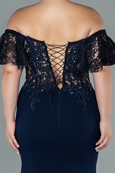 Arden Long Plus Size Evening Dress, black, red, dark blue Fish Form Madonna Collar Wedding, Graduation 46-56