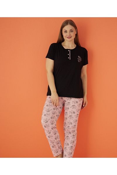 LİLA İÇ GİYİM SET PIJAMA MARE CU MÂNECĂ SCURTĂ DE VISCOZĂ PENTRU FEMEI