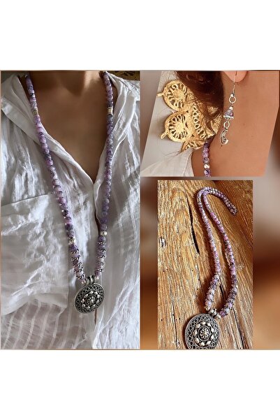 by özllem Tasarım Cam boncuk Kolye ve Küpe set