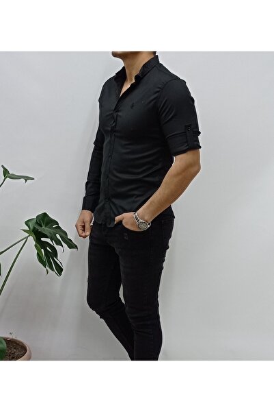 YNGMENCLASS Oxford Sleeve Folded Slim Fit Lycra Shirt