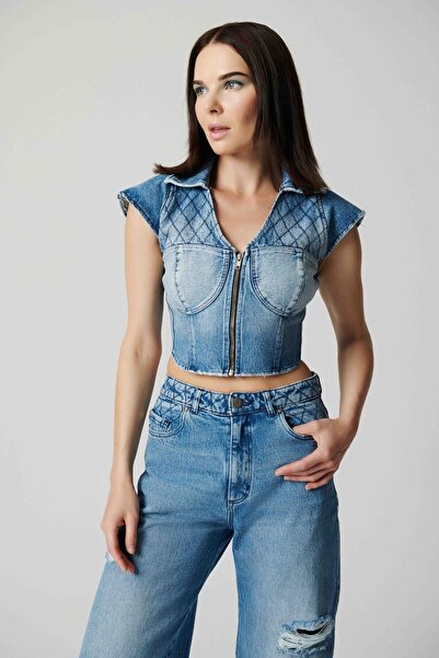 BASAKLA OFFICIAL Baklava Dikişli Amy Denim Büstiyer