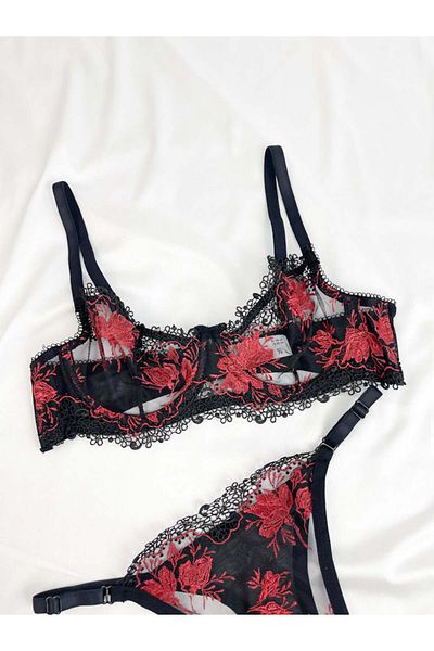 WİNTEX PREMIUM SERIES LACE AND TULLE DETAILED BRA SET