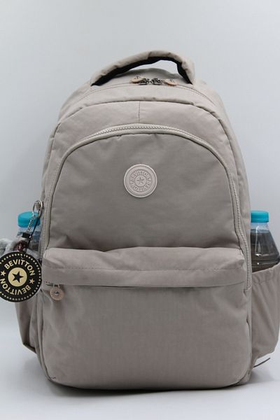 Bevitton Daily Crinkle Fabric Unisex School Backpack 2200 Beige