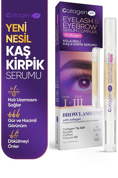 COLLAGEN LIFE Eyebrow & Eyelash Serum with Collagen Caffeine Keratin Vitamin E 4ml