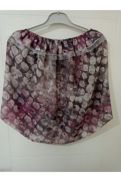 KobalBusiness Circle Patterned Dried Rose 147cm Environmental Size Organza Ribbon Detailed Elastic Cage Tulle,