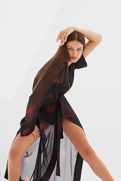 Mozto Madelyn Batik Printed Tulle Kimono