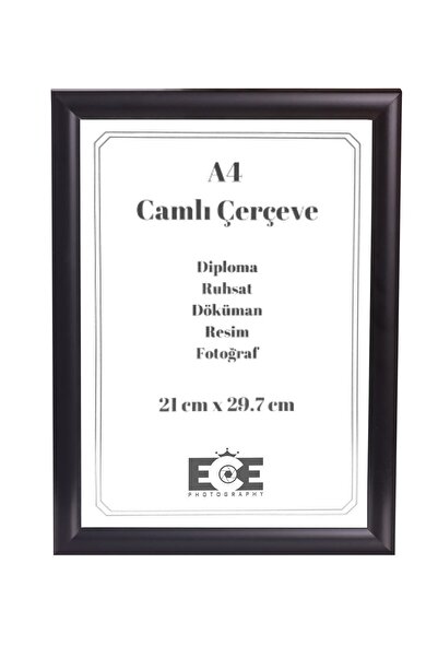 ECE FOTO 1 cadru A4 din sticlă PVC (NEGRU)
