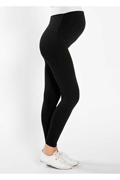 Bamex Μαύρο κολάν εγκύου με ρυθμιζόμενη μέση λεπτή λύκρα χτενισμένη