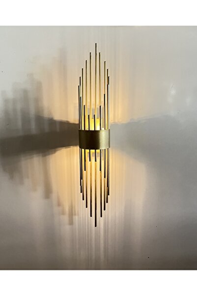 gaziantepavize Lemos Şarjlı Pilli Aplik Metal Gold Duvar Aplik - Tek Adet Fiyatıdır - 9v Pil Hediyedir