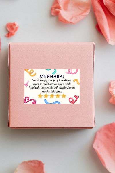sanatıbedi Thank You Card Shaped Packaging Sticker (60 Adhesive Labels)
