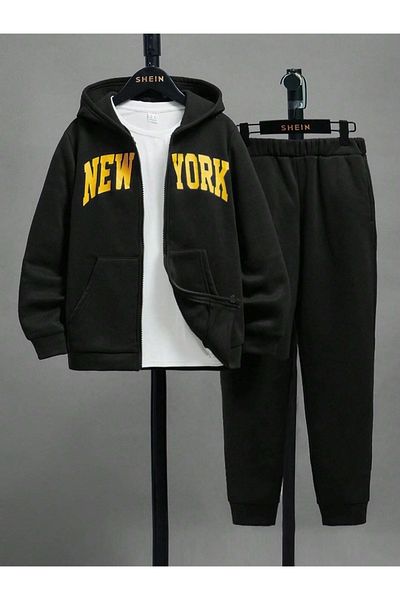 Keywest Kids New York Printed Σετ 3 τεμαχίων Μπουφάν Φούτερ και Φούτερ Παιδικό Σετ