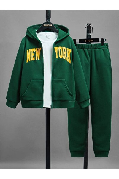 Keywest Kids New York Printed Σετ 3 τεμαχίων Μπουφάν Φούτερ και Φούτερ Παιδικό Σετ