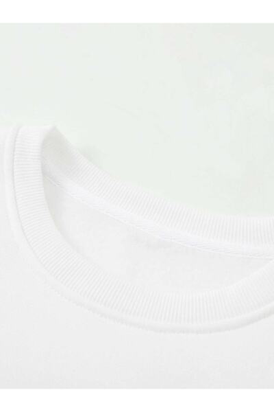 Machetta Σετ ανδρικής φόρμας Plus Size White Paris Printed Crew Neck