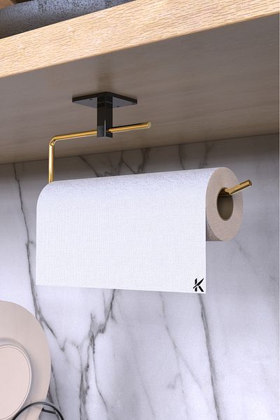 KARTEYA Χρυσό ρολό θήκη για πετσέτες Θήκη για χαρτοπετσέτες Αυτοκόλλητη Πρακτική κρεμάστρα κουζίνας μπάνιου Χάρτινη κρεμάστρα για πετσέτες