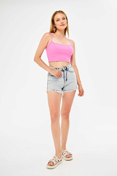 Pembe Askılı Fitilli Crop