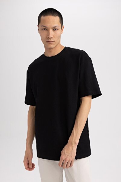 DeFacto Relax Fit Crew Neck 100% βαμβακερό T-shirt Z6239az23sm