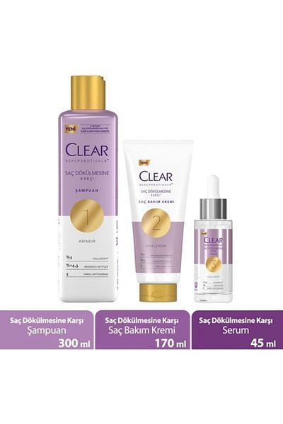 Clear Scalpceuticals 300 ml Shampoo + 170 ml Hair Care Cream + 45 ml Serum
