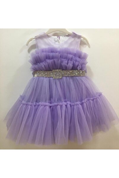 Daisy Lila Bisiklet Yaka Arkası Fiyonklu Kız Çocuk Abiye