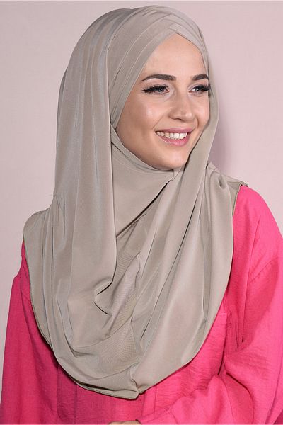 Nowa Scarf Ready-made Boneli Snap-on 3-Band Hijab Hijab Stone Color