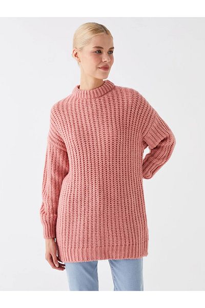LC Waikiki Hosszú ujjú, nyakú mintás női kötöttáru pulóver