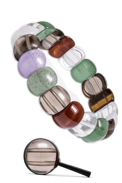 Tesbih Atölyesi Sertifikalı 7 Çakra Rolex Bileklik - Kaplan Gözü Ametist Kuva...